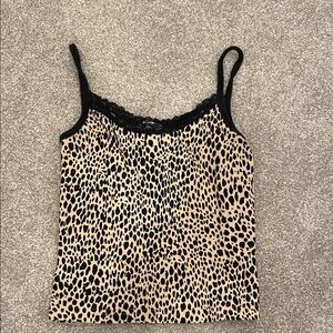 Brandy Melville Animal Print Cami with Black Lace